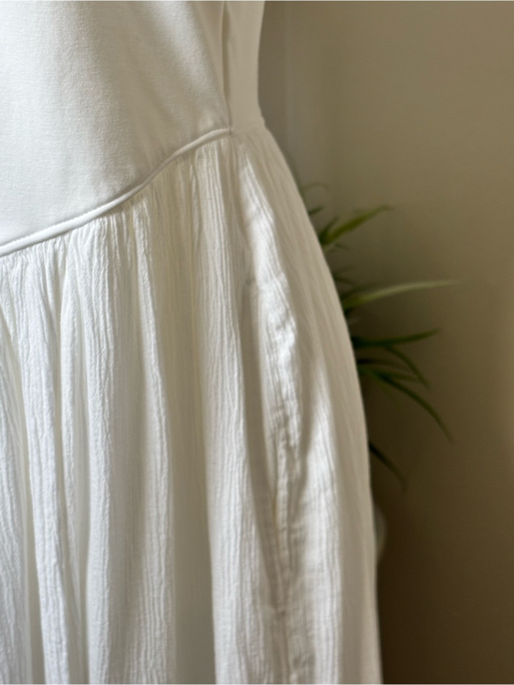 Aerie White Basque V-Waist Gauze Maxi Dress Adjustable Straps Size L - Picture 7 of 8